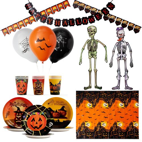 80 Piece Halloween Tableware & Decorations Set