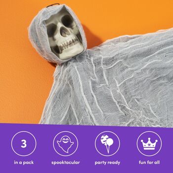 3 squelettes de crâne de faucheuse fantasmagorique, bras extensibles - décoration d'accessoires suspendus pour fête d'Halloween 4