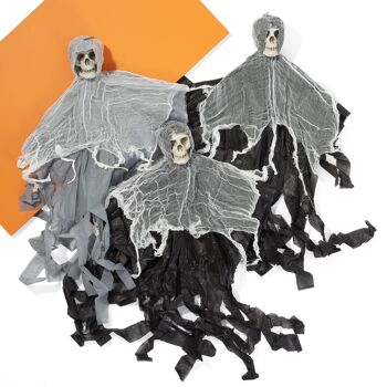 3 squelettes de crâne de faucheuse fantasmagorique, bras extensibles - décoration d'accessoires suspendus pour fête d'Halloween 6