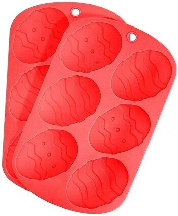 Plateaux en silicone en forme d'œuf de Pâques pour chocolat et plus - Rouge 1