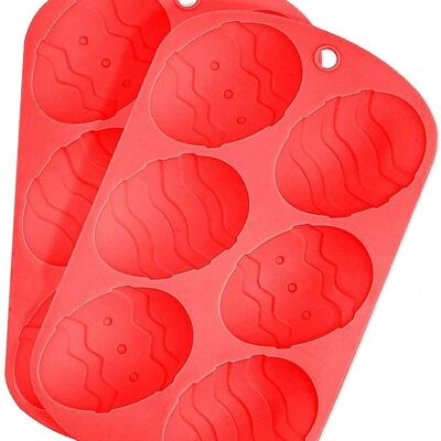 Plateaux en silicone en forme d'œuf de Pâques pour chocolat et plus - Rouge