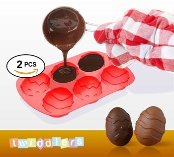 Plateaux en silicone en forme d'œuf de Pâques pour chocolat et plus - Rouge 4
