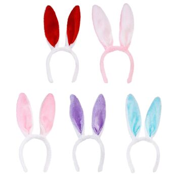 5 bandeaux oreilles de lapin de Pâques colorés - couleurs assorties 4