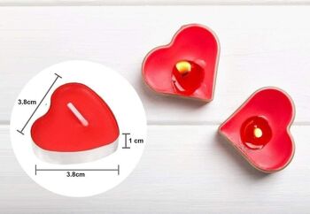 50 Bougies Rouges Romantiques en Forme de Coeur - Sans Fumée 2