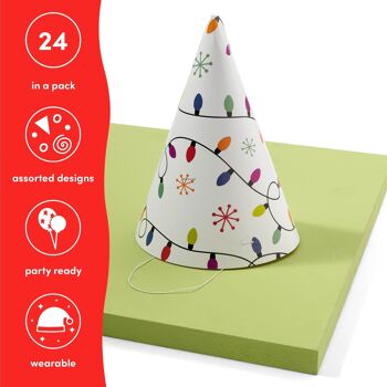 24 chapeaux de fête en papier multicolores de Noël 2
