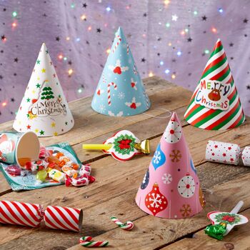 24 chapeaux de fête en papier multicolores de Noël 4