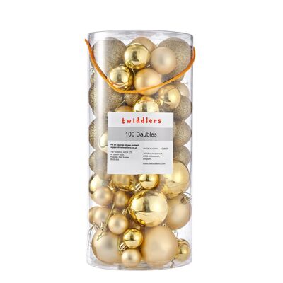 100 Gold Christmas Baubles