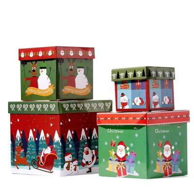 8 minicajas de regalo con temática navideña, 4 tamaños