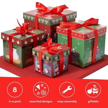 8 mini coffrets cadeaux sur le thème de Noël, 4 tailles 2