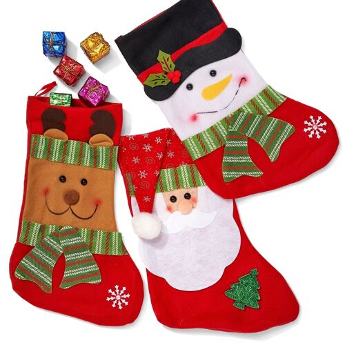 Pack of 3 Traditional Christmas Stockings