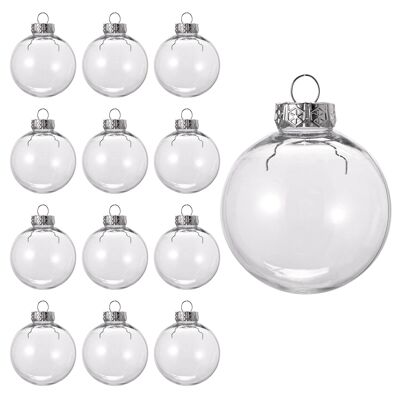 15 Pack Christmas Fillable Clear Plastic Baubles, 6cm