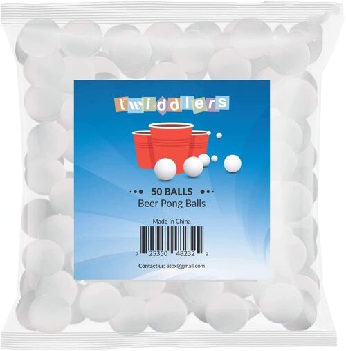 50 White Ping Pong Balls for Crafts, Table Tennis and Beer Pong