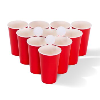 Ensemble de jeu à boire Beer Pong : 100 gobelets en plastique rouge et 15 balles 5
