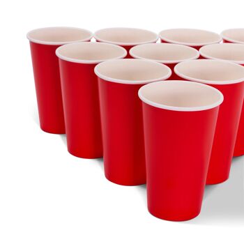 Ensemble de jeu à boire Beer Pong : 100 gobelets en plastique rouge et 15 balles 6