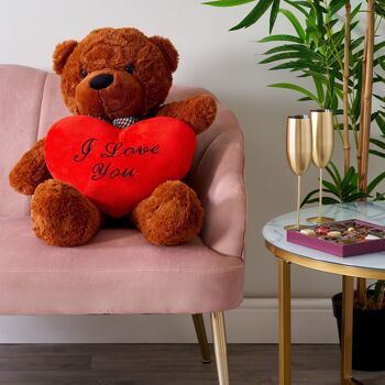 Grand ours en peluche marron assis en peluche cadeau pour les proches - 80 cm 3