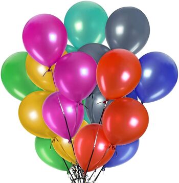 100 ballons de fête assortis à l'hélium ou à l'air - 12 x 6,5 cm 1