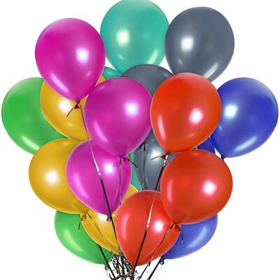 100 Assorted Party Balloons for Helium or Air - 12 x 6.5cm