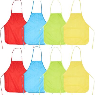 8 Kids Adjustable & Washable Waterproof Aprons - Assorted Colours