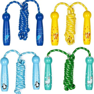 4 Children's / Kids Skipping Ropes with Wooden Handles