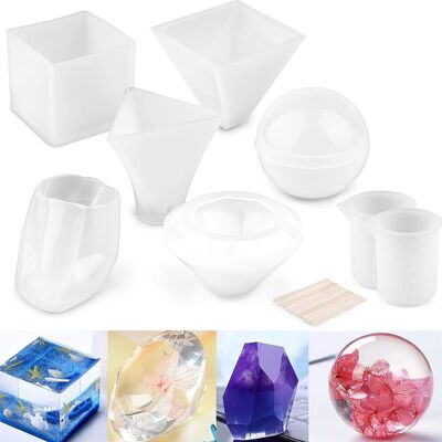 8 kit de moldes de resina epoxi de silicona para hacer joyas y regalos DIY