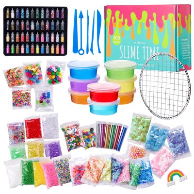 100 Piece Slime Making Kit Set - Crystal Beads, Glitters & More