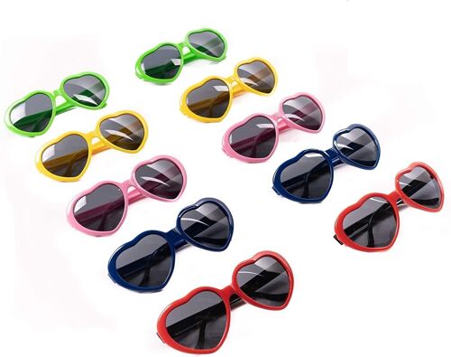 10 Pairs of Novelty Hippy Summer Party Heart Sunglasses