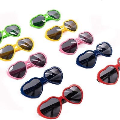 10 Pairs of Novelty Hippy Summer Party Heart Sunglasses
