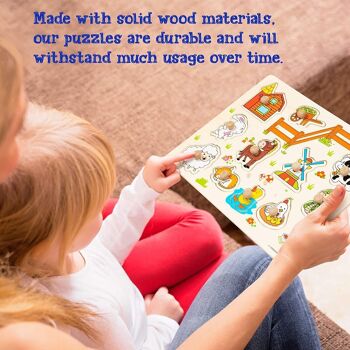 4 puzzles en bois sur le thème des animaux aux couleurs vives pour l'éducation précoce 2