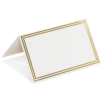 200 cartes de nom de mariage blanches - marque-places avec double bordure dorée pour l'élégance 5