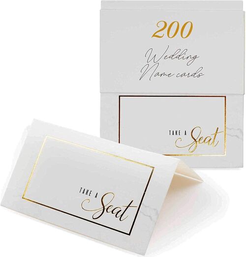 200 Elegant White Wedding Table Name Cards for Events & Parties