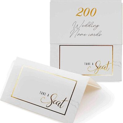 200 elegante weiße Hochzeitstisch-Namenskarten für Events und Partys