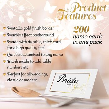 200 cartes de nom de table de mariage blanches élégantes pour événements et fêtes 2