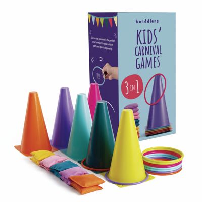 26-teiliges Karnevalsspielset mit Ringwerfen, Sitzsackwerfen und mehr, toller Outdoor-Spaß für Kinder.