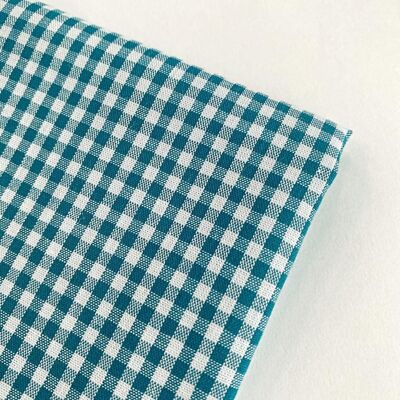 Gingham fabric small green duck