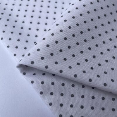 White-gray polka dot poplin fabric