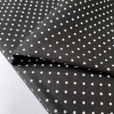 Black polka dot poplin fabric