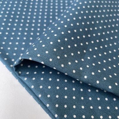 Blue polka dot poplin fabric