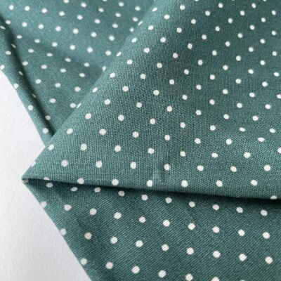 Petrol blue polka dot poplin fabric