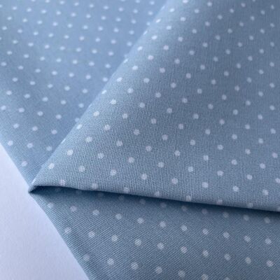 Light blue polka dot poplin fabric