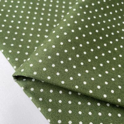 Green polka dot poplin fabric