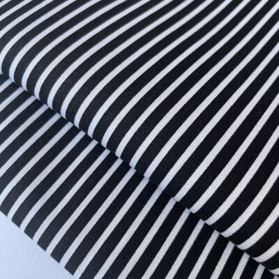 Black striped poplin fabric