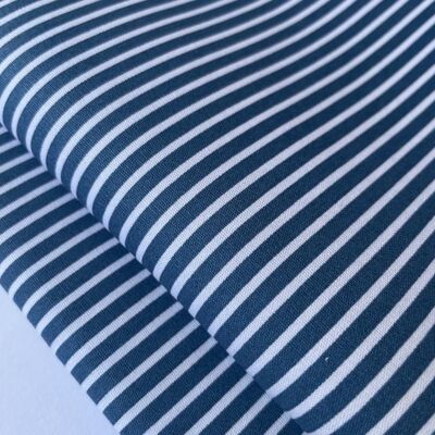 Blue striped poplin fabric