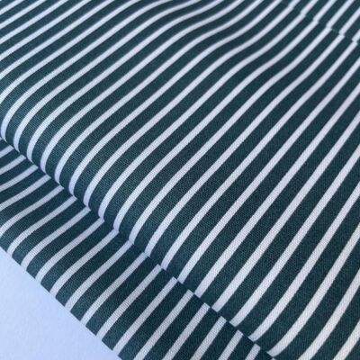 Petrol blue striped poplin fabric