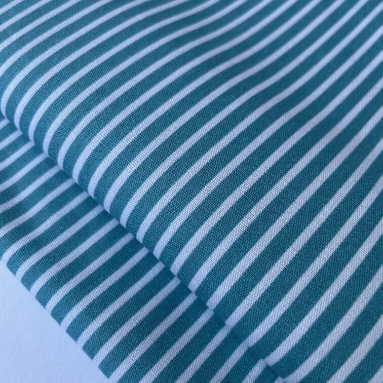 Tessuto popeline a righe blu Capri