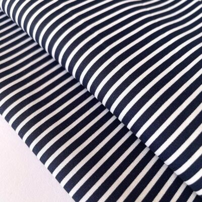 Navy striped poplin fabric