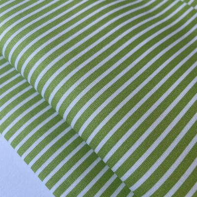 Lime striped poplin fabric