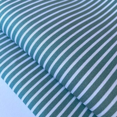 Turquoise striped poplin fabric