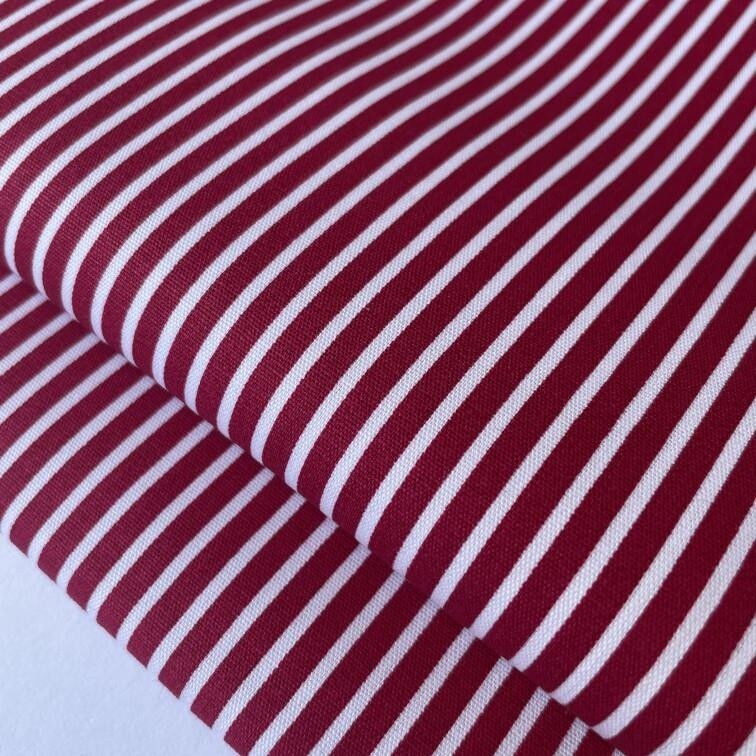 Tessuto popeline a righe fragola