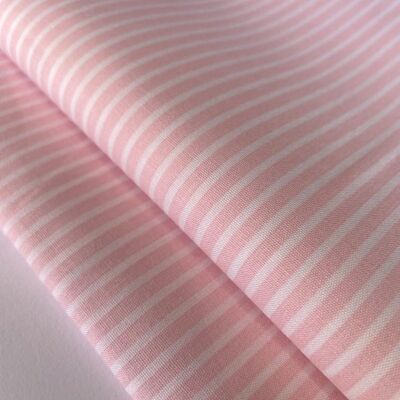 Striped poplin fabric pale pink