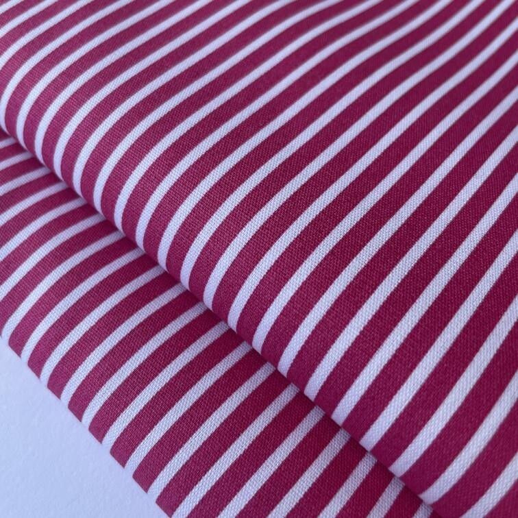 Tessuto popeline a righe fucsia